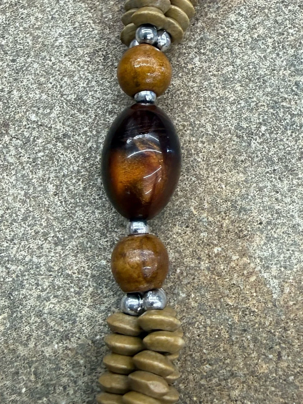 Bohemian Brown Beaded Necklace with Silver Star Pendant
